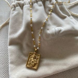 14k gold vermeil Mini Pachamama “Mother Earth” Tablet Necklace.
